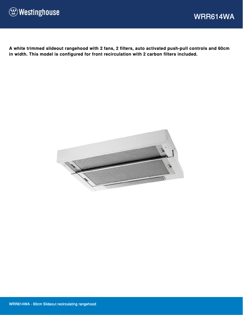 Page n°1 - Fiche technique Westinghouse WRR614WA