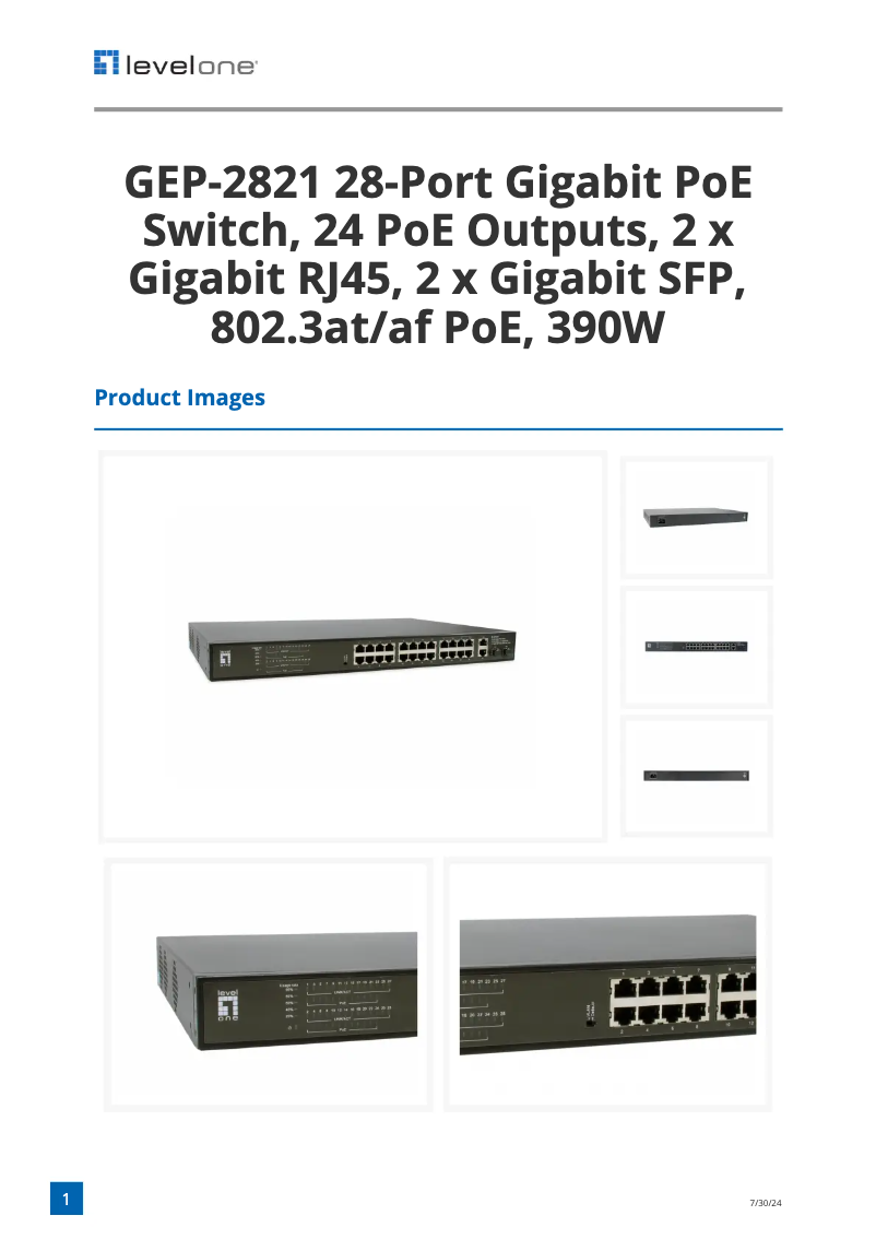 Page n°1 - Fiche technique LevelOne GEP-2821