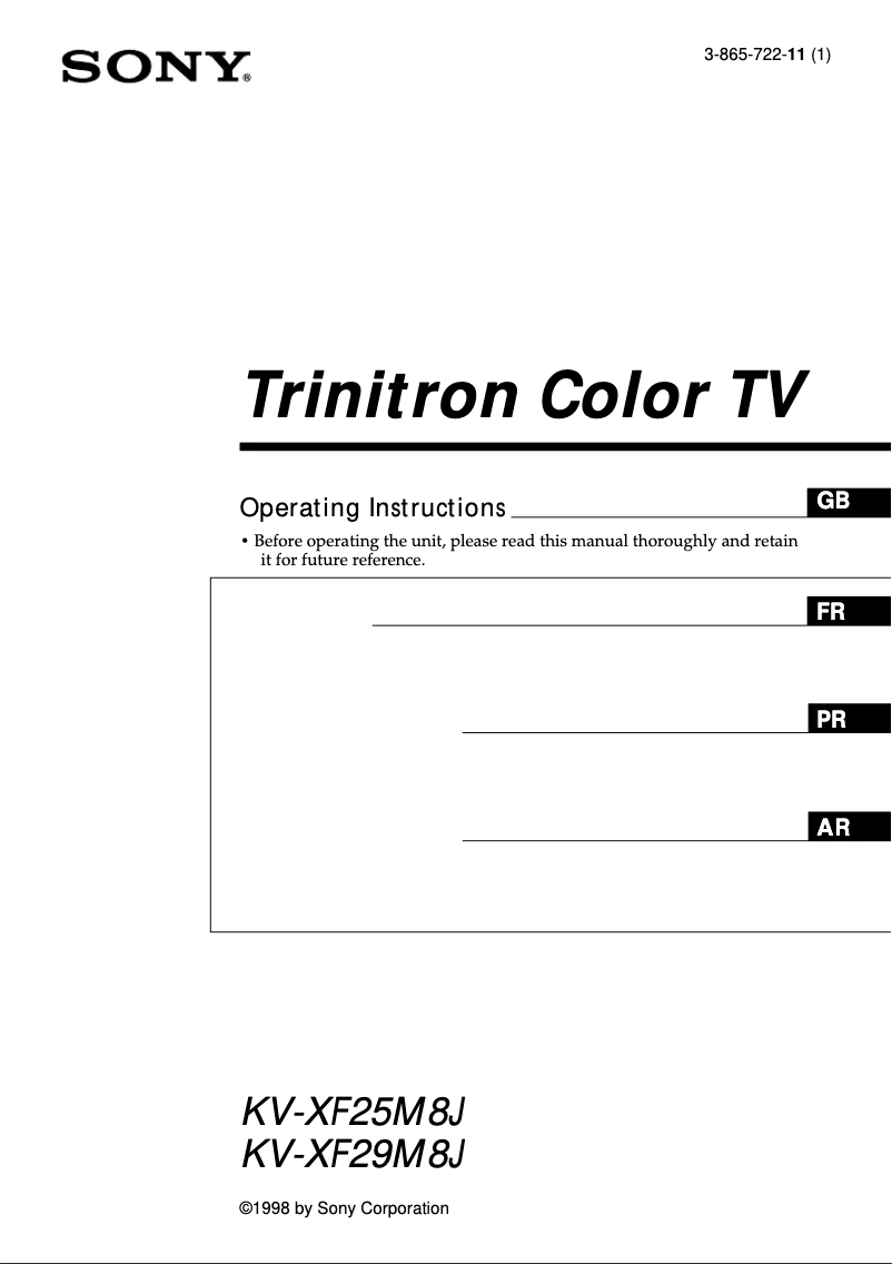 Page n°1 - Manuel utilisateur Sony Trinitron KV-XF25M8J