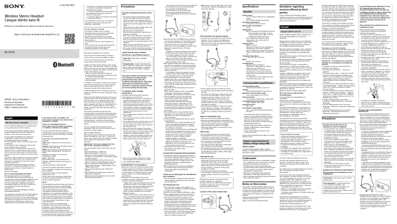 Página 1 del manual Manual de usuario Sony WI-SP510