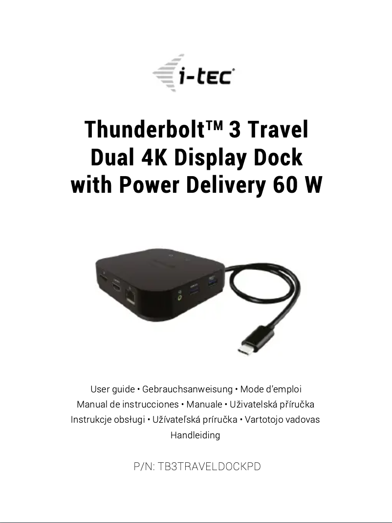 Page 1 de la notice Manuel utilisateur i-TEC TB3TRAVELDOCKPD