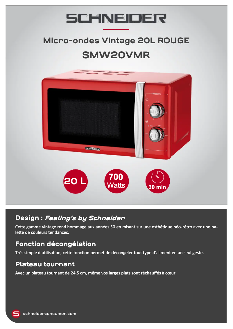 Page 1 de la notice Fiche technique Schneider SMW20VMR