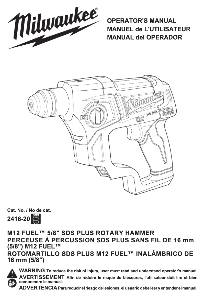 Page 1 de la notice Manuel utilisateur Milwaukee M12 Fuel 2416-22