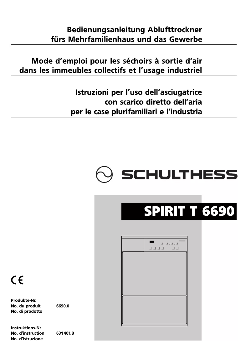 Página 1 del manual Manual de usuario Schulthess Spirit T 6690