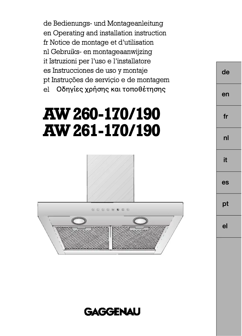 Image de la première page du manuel de l'appareil AW261170