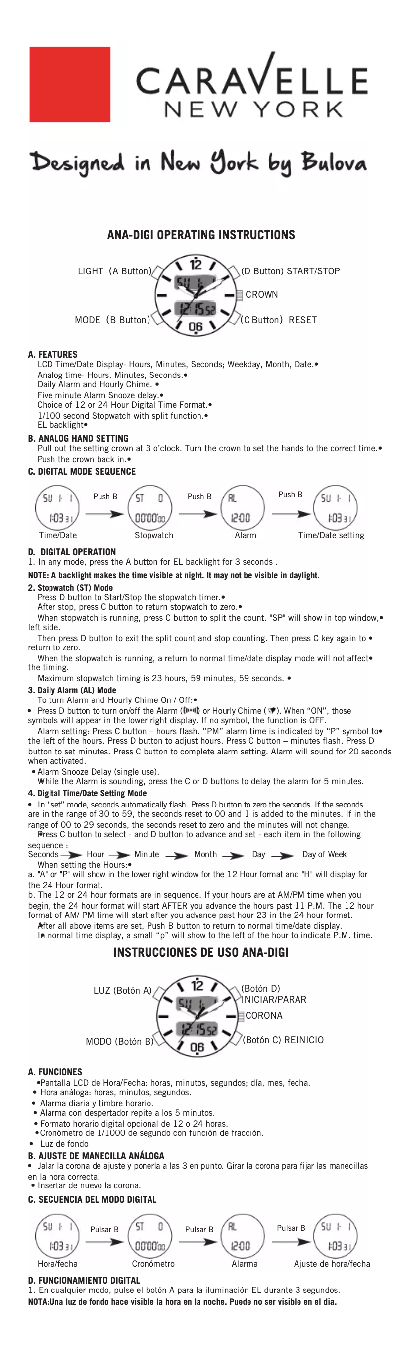 Image de la première page du manuel de l'appareil Caravelle New York C823050