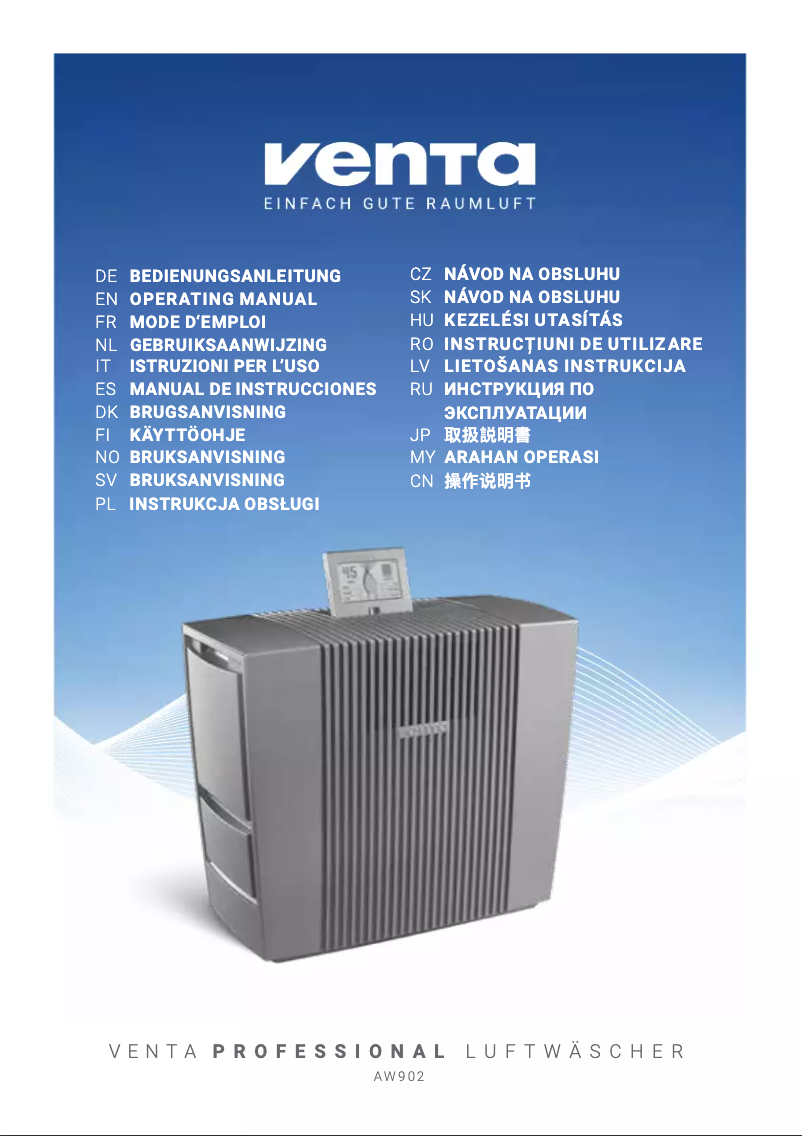 Page 1 de la notice Manuel utilisateur Venta AW902 Professional