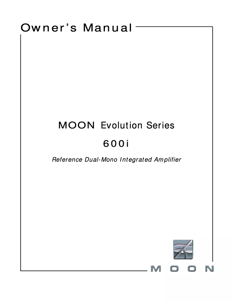 Page n°1 - Manuel utilisateur Simaudio Moon Evolution 600i