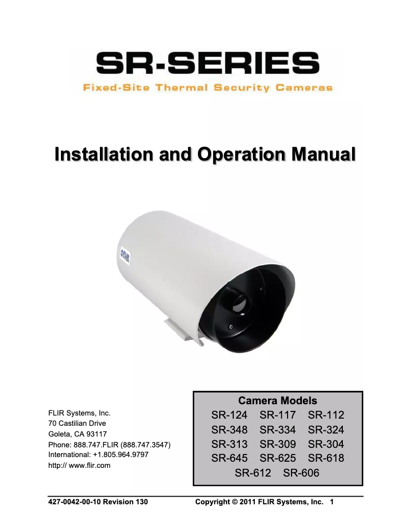 Page n°1 - Manuel utilisateur FLIR SR-112