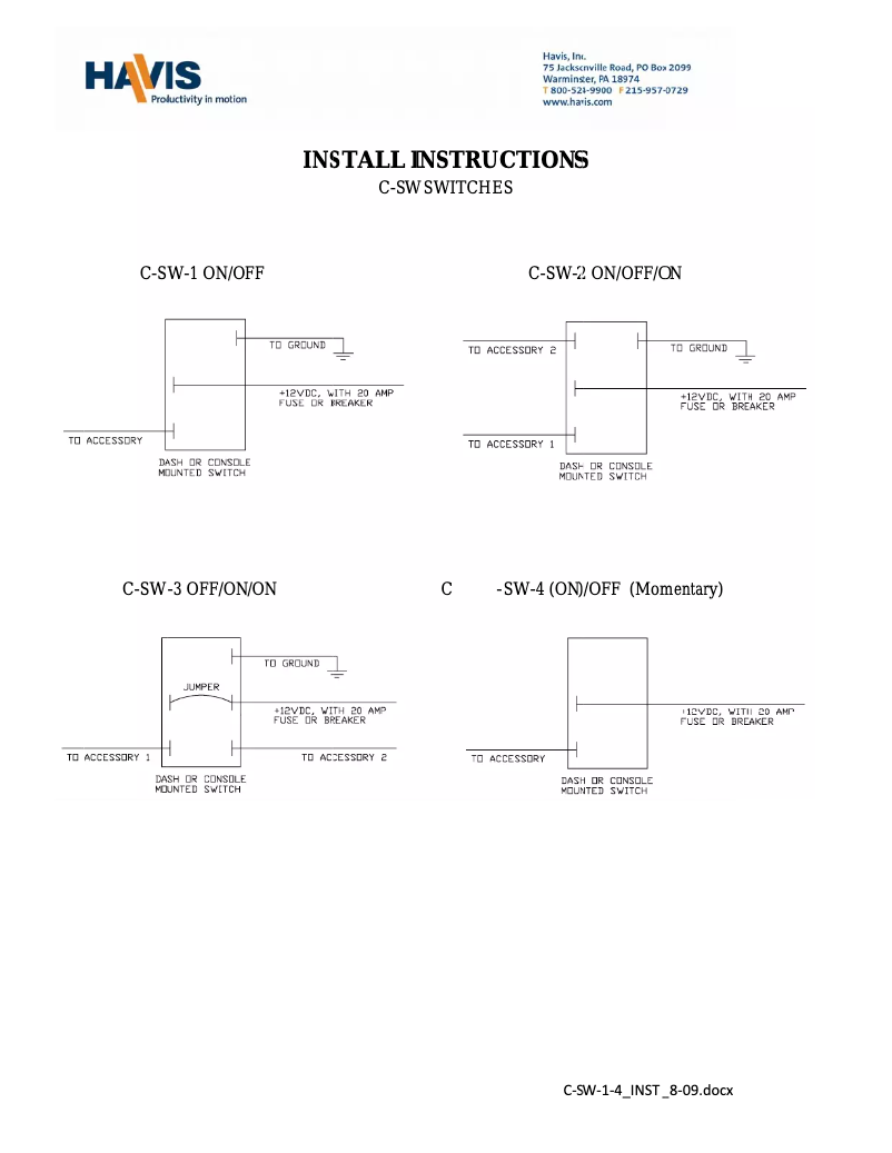 Page n°1 - Manuel utilisateur Havis C-SW-3