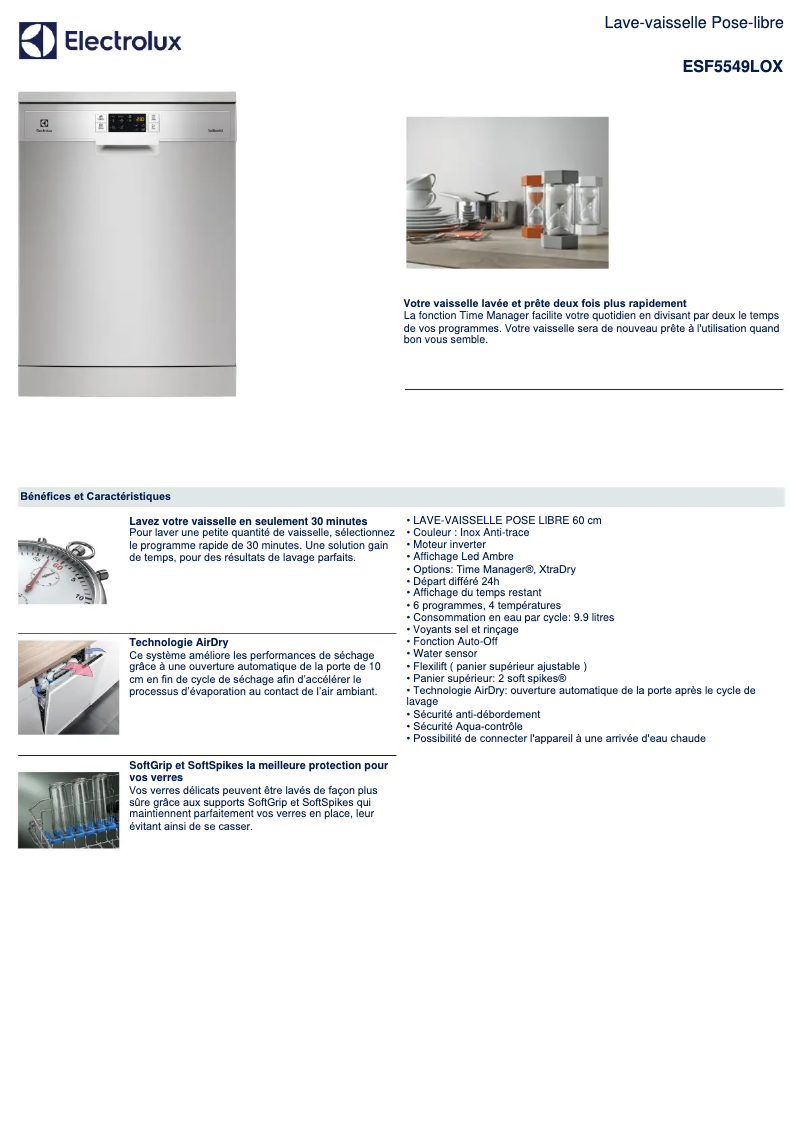 Image de la première page du manuel de l'appareil ESF5549LOX