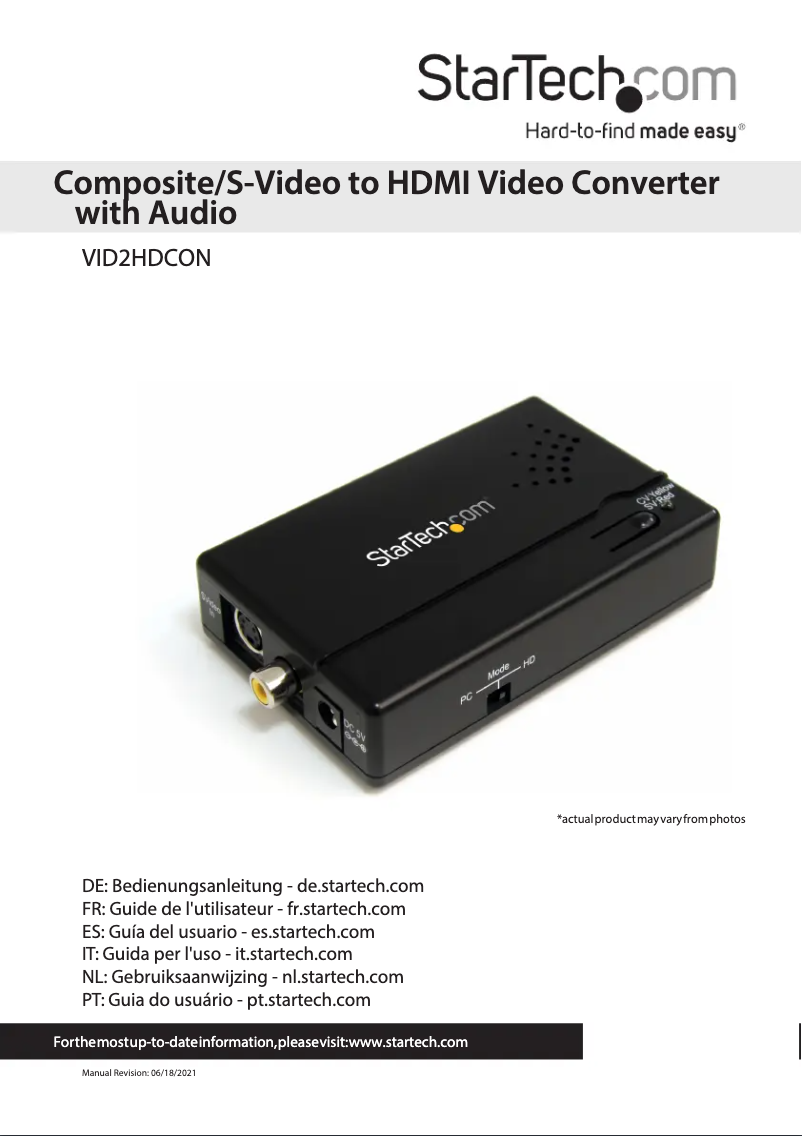 Page 1 de la notice Manuel utilisateur StarTech.com VID2HDCON