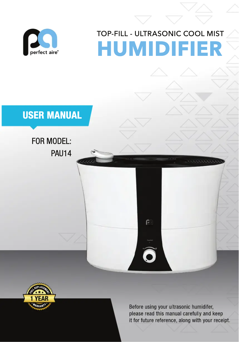 Page 1 de la notice Manuel utilisateur Perfect Aire PAU14
