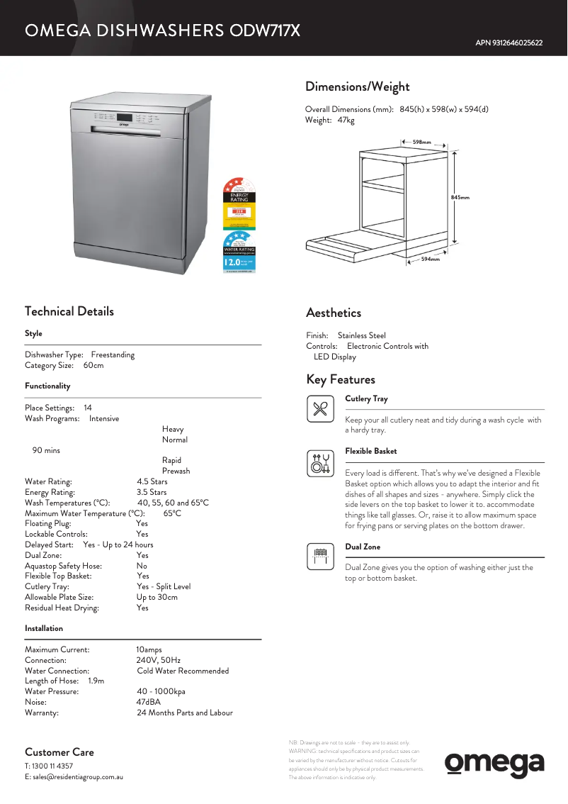 Image de la première page du manuel de l'appareil ODW717X
