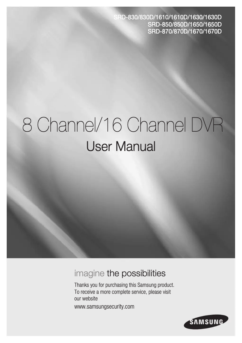 Page n°1 - Manuel utilisateur Samsung SRD-1670DC