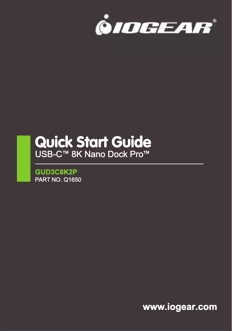 Page n°1 - Manuel utilisateur iogear 8K Nano Dock Pro