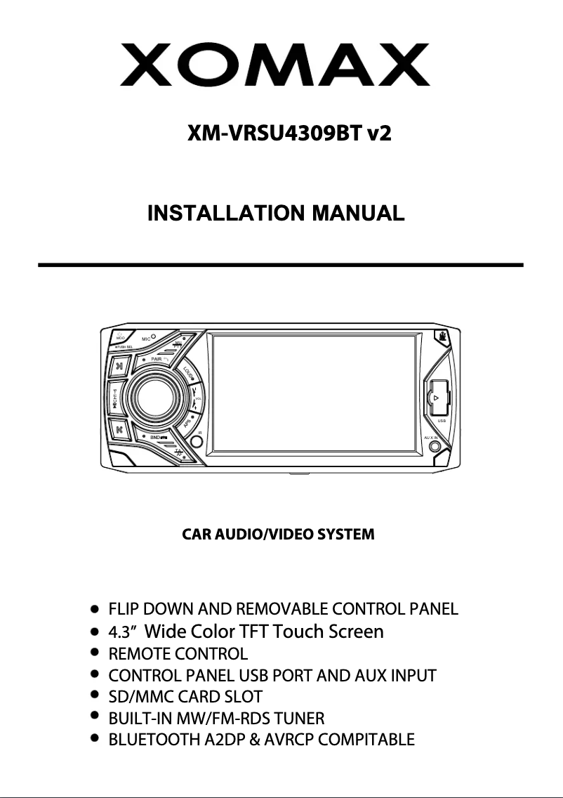 Image de la première page du manuel de l'appareil XM-VRSU4309BT