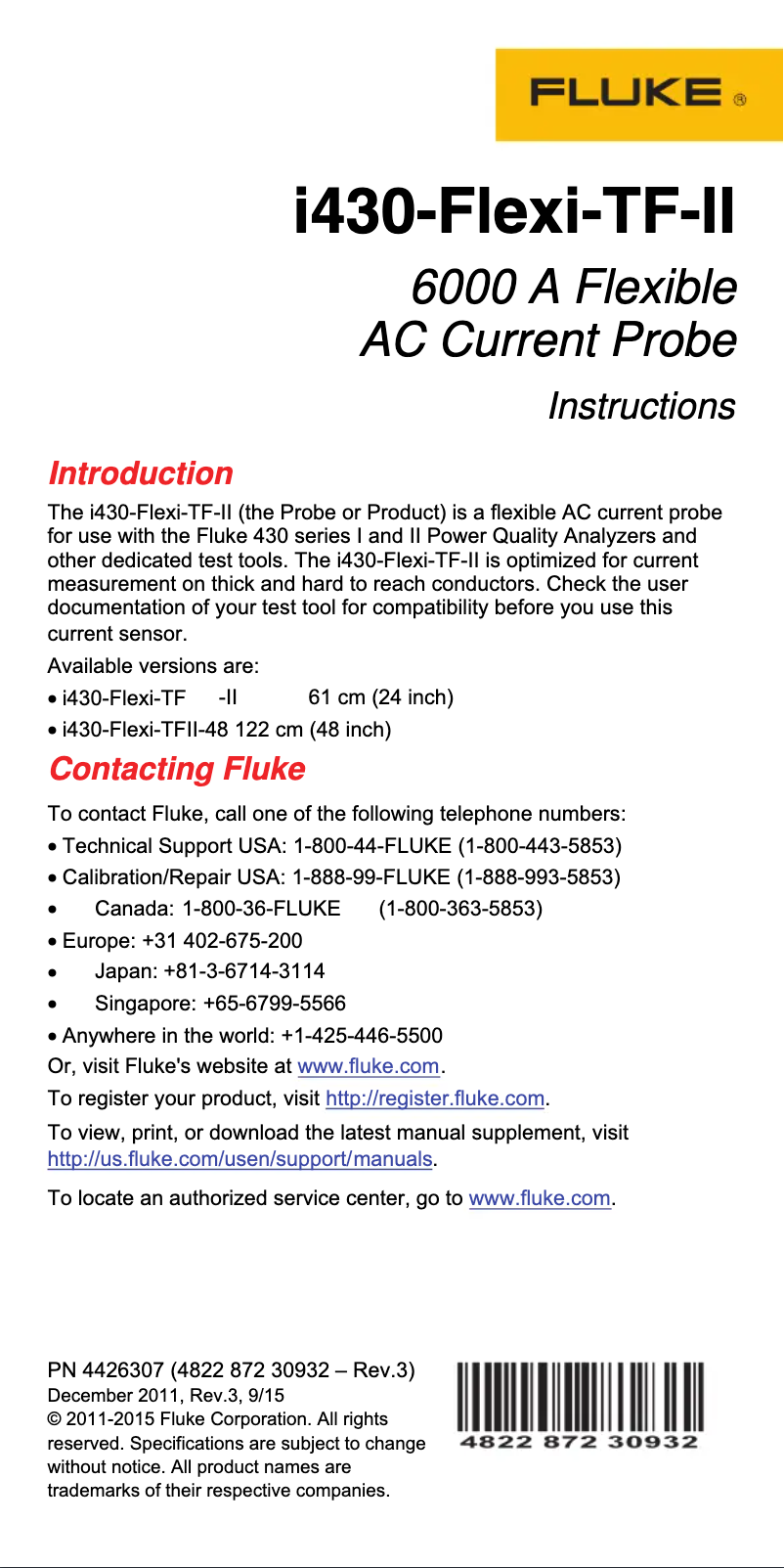Página 1 del manual Instrucciones / montaje Fluke 437-II
