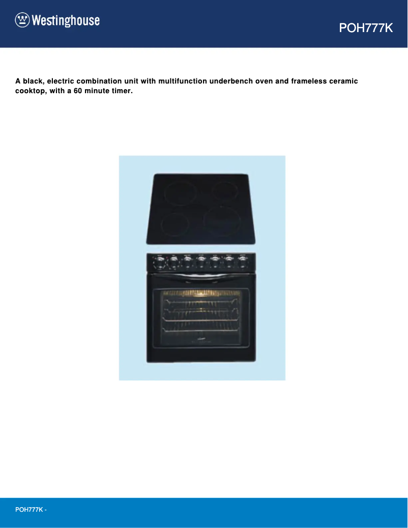 Page 1 de la notice Manuel utilisateur Westinghouse POH777K