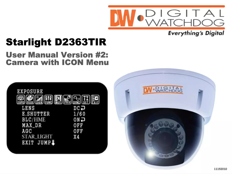 Page n°1 - Manuel utilisateur Digital Watchdog Star-Light DWC-D2363TIR