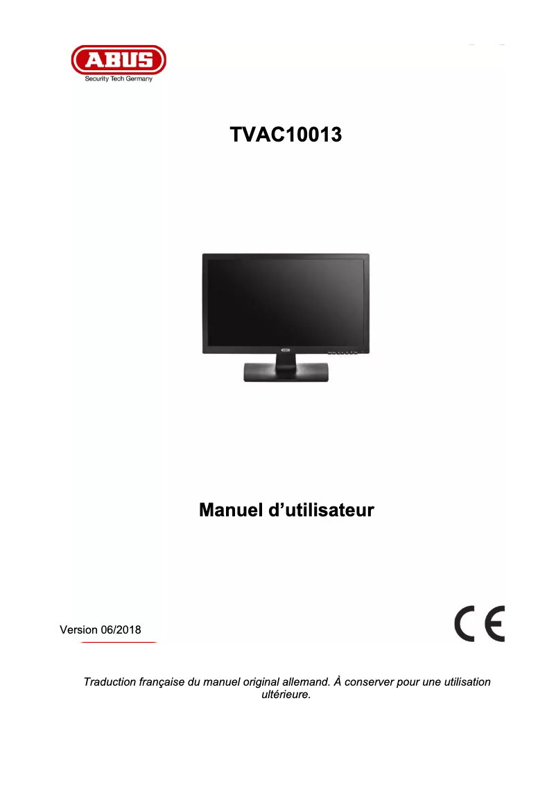 Image de la première page du manuel de l'appareil TVAC10013