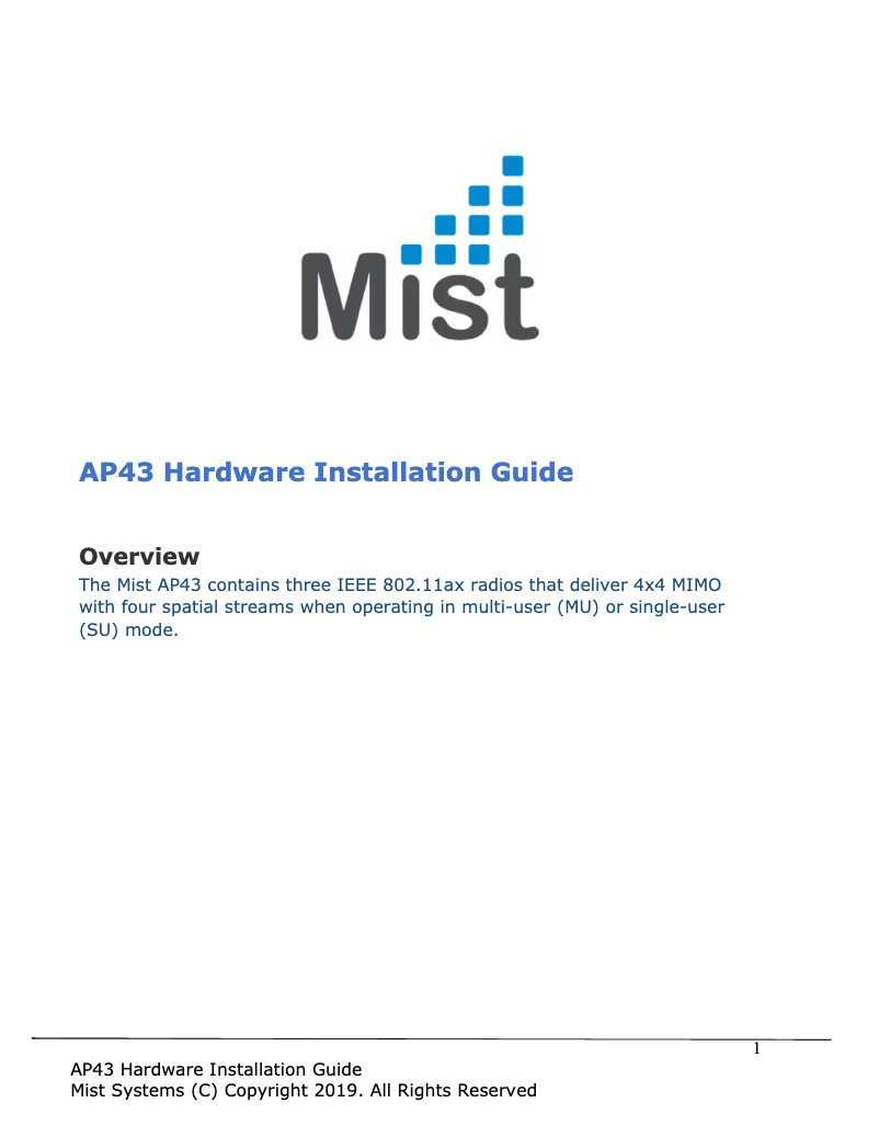 Page n°1 - Manuel utilisateur Mist AP43