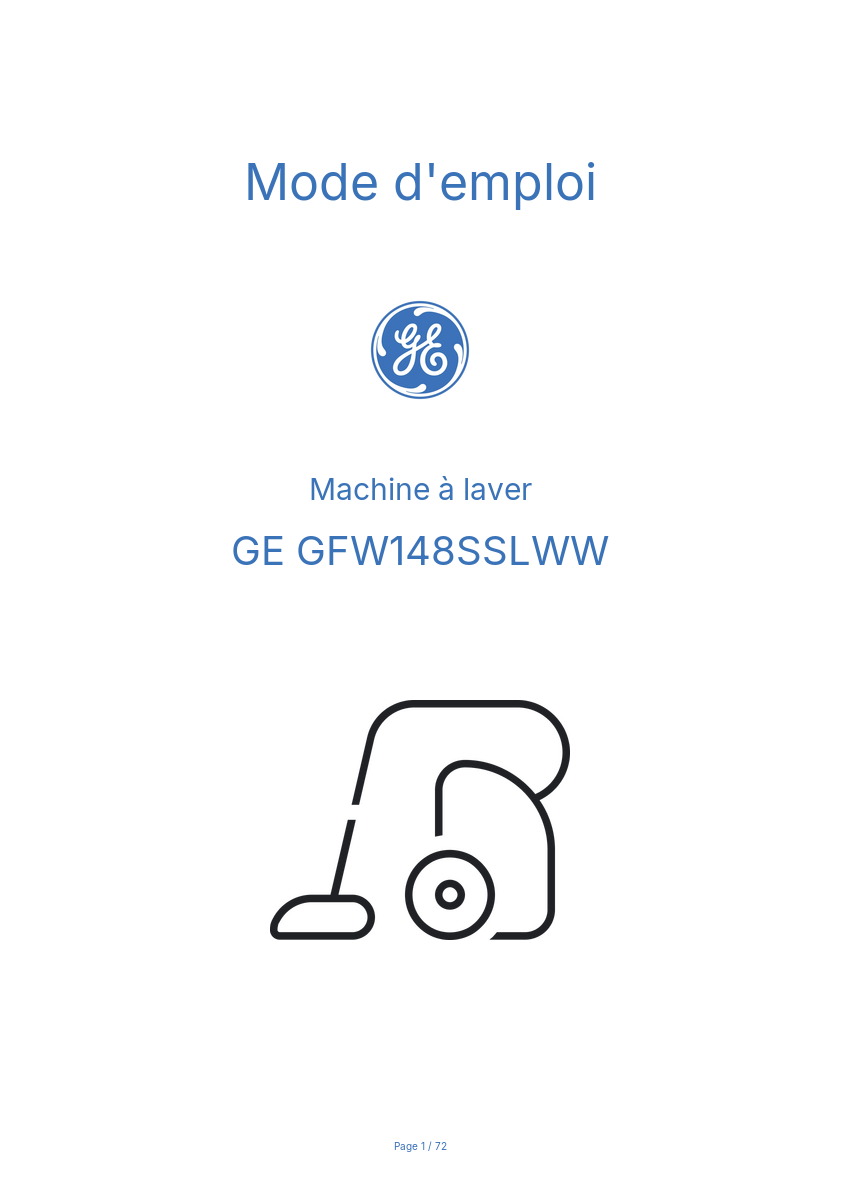 Page n°1 - Mode d'emploi GE GFW148SSLWW