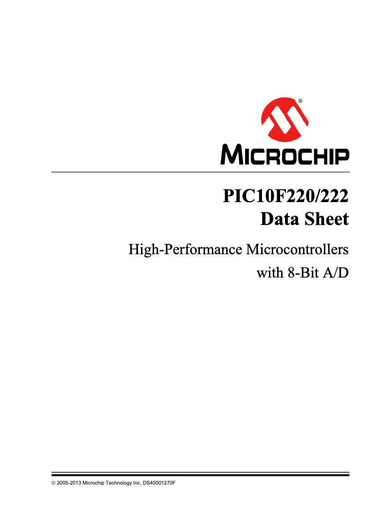Page 1 de la notice Manuel utilisateur Microchip PIC10F220