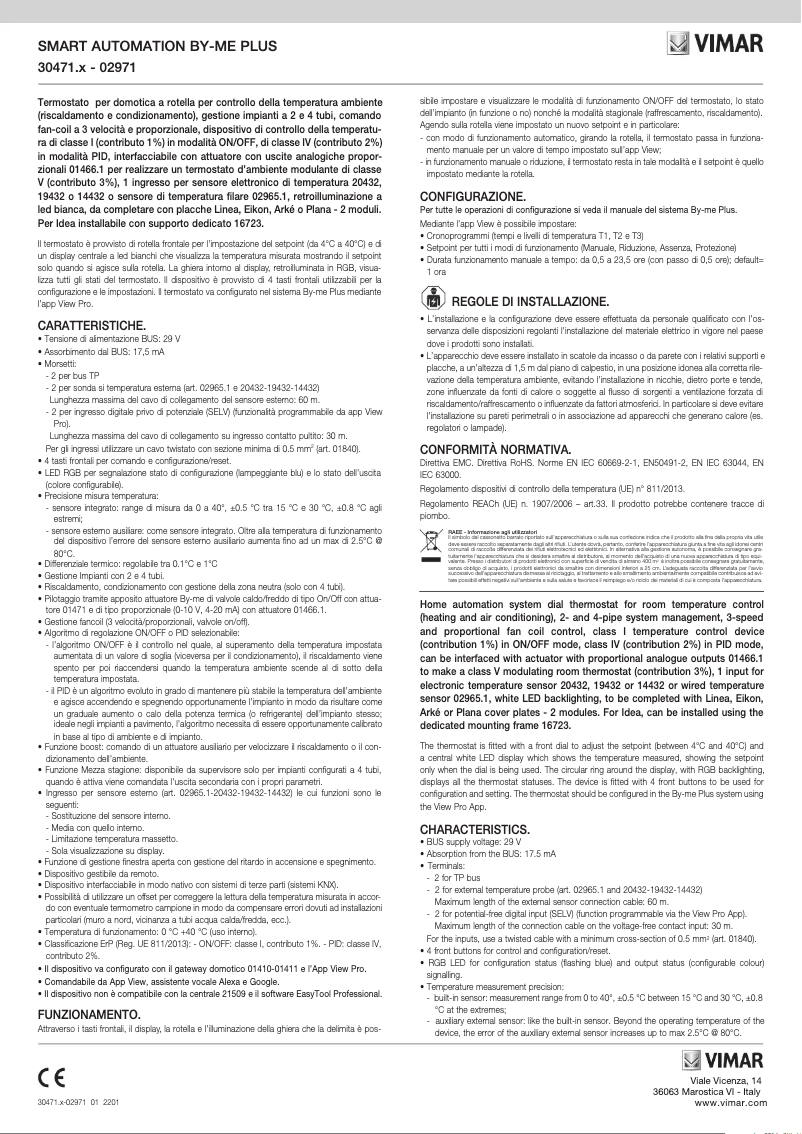 Page n°1 - Manuel utilisateur Vimar 30471.C