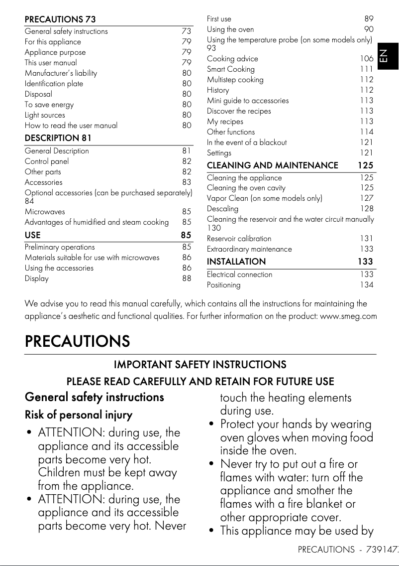 Page 1 de la notice Manuel utilisateur Smeg SO6303APX