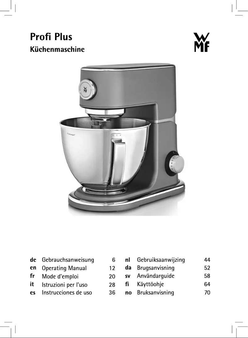 Page 1 de la notice Manuel utilisateur WMF Profi Plus