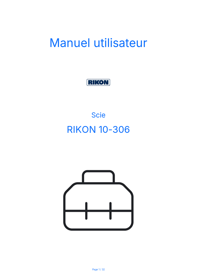 Page n°1 - Manuel utilisateur RIKON 10-306