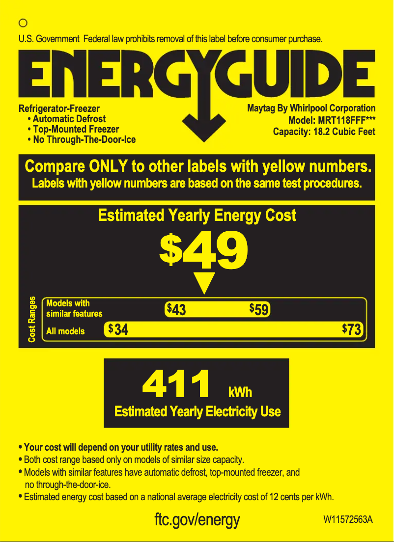 Page n°1 - Label énergétique Maytag MRT118FFFH