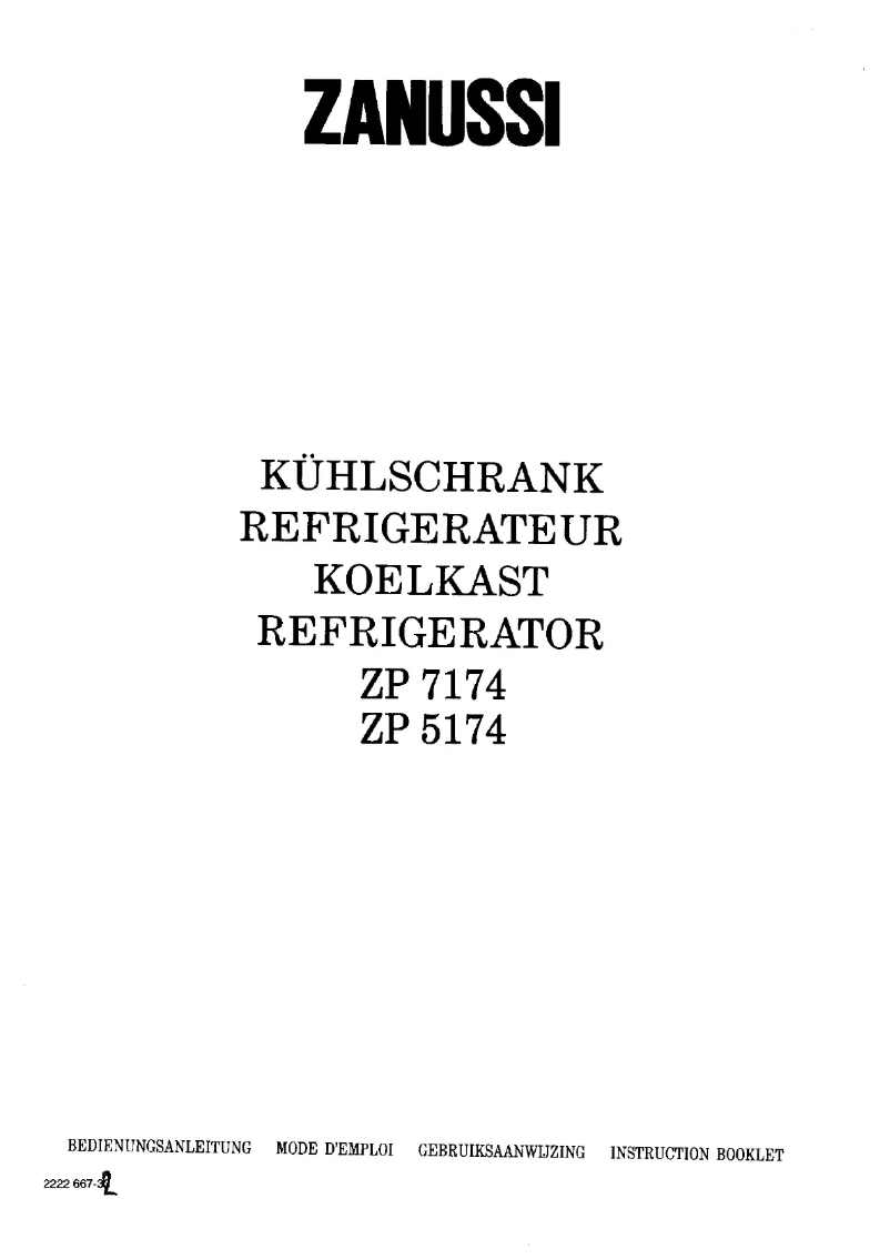 Page n°1 - Manuel utilisateur Zanussi ZP 5174