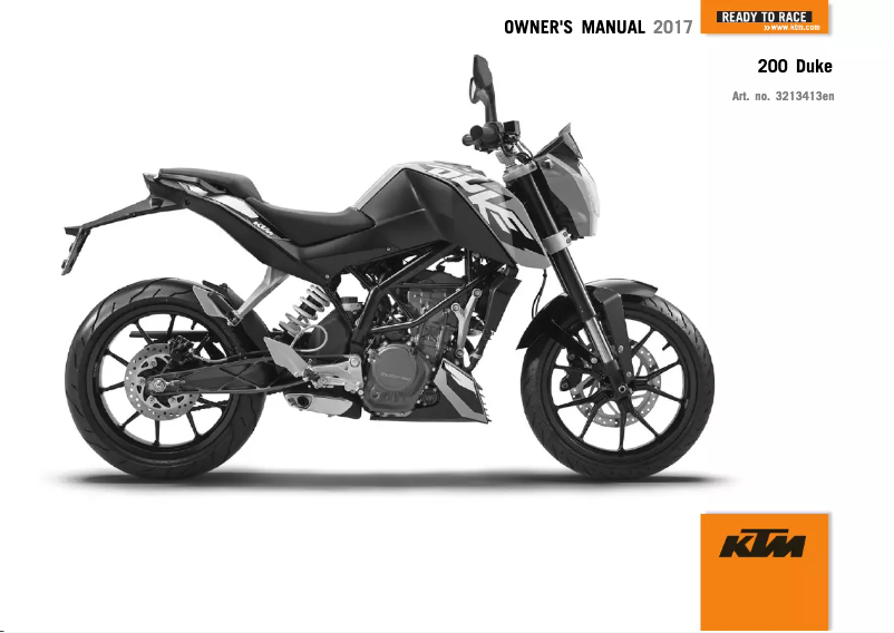 Page 1 de la notice Manuel utilisateur KTM 200 Duke (2017)