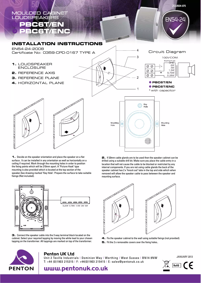 Page n°1 - Manuel utilisateur Penton PBC6T/ENC