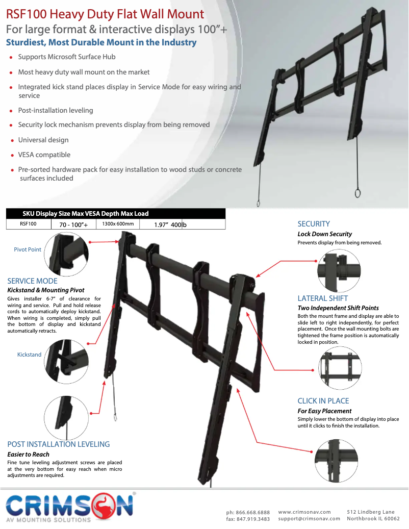 Page 1 de la notice Fiche technique Crimson RSF100