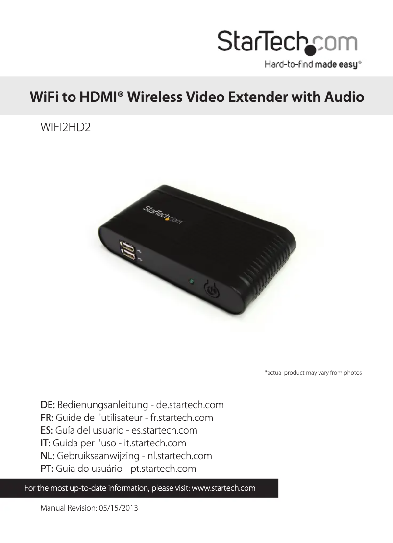 Page n°1 - Manuel utilisateur StarTech.com WIFI2HD2