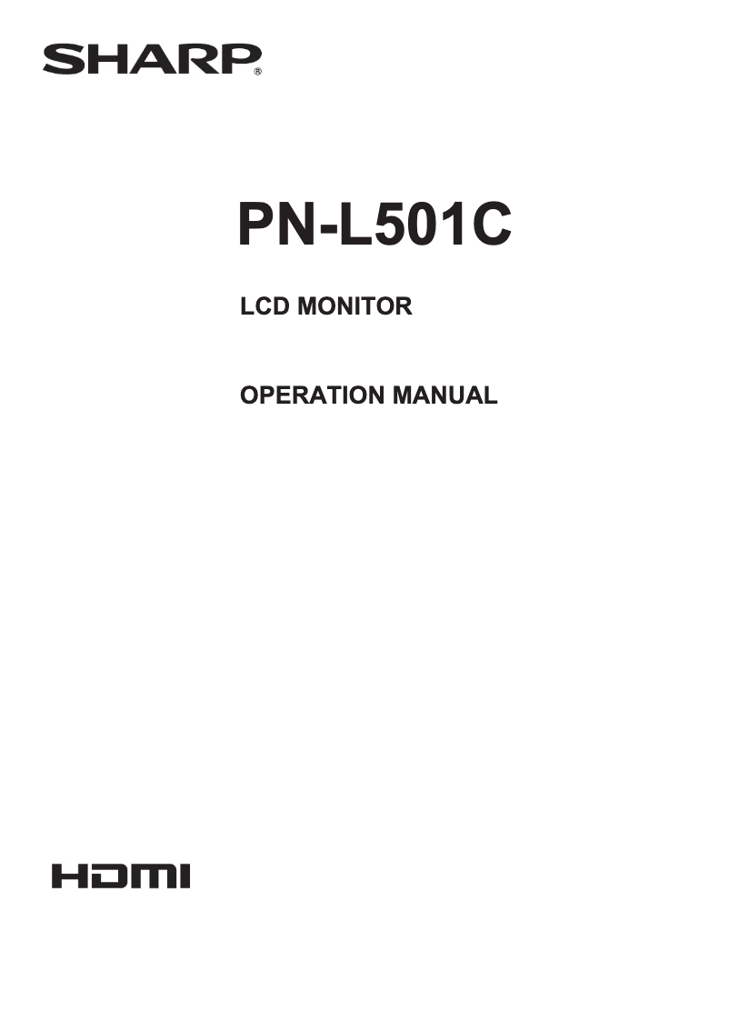 Page n°1 - Manuel utilisateur Sharp Aquos PN-L501C