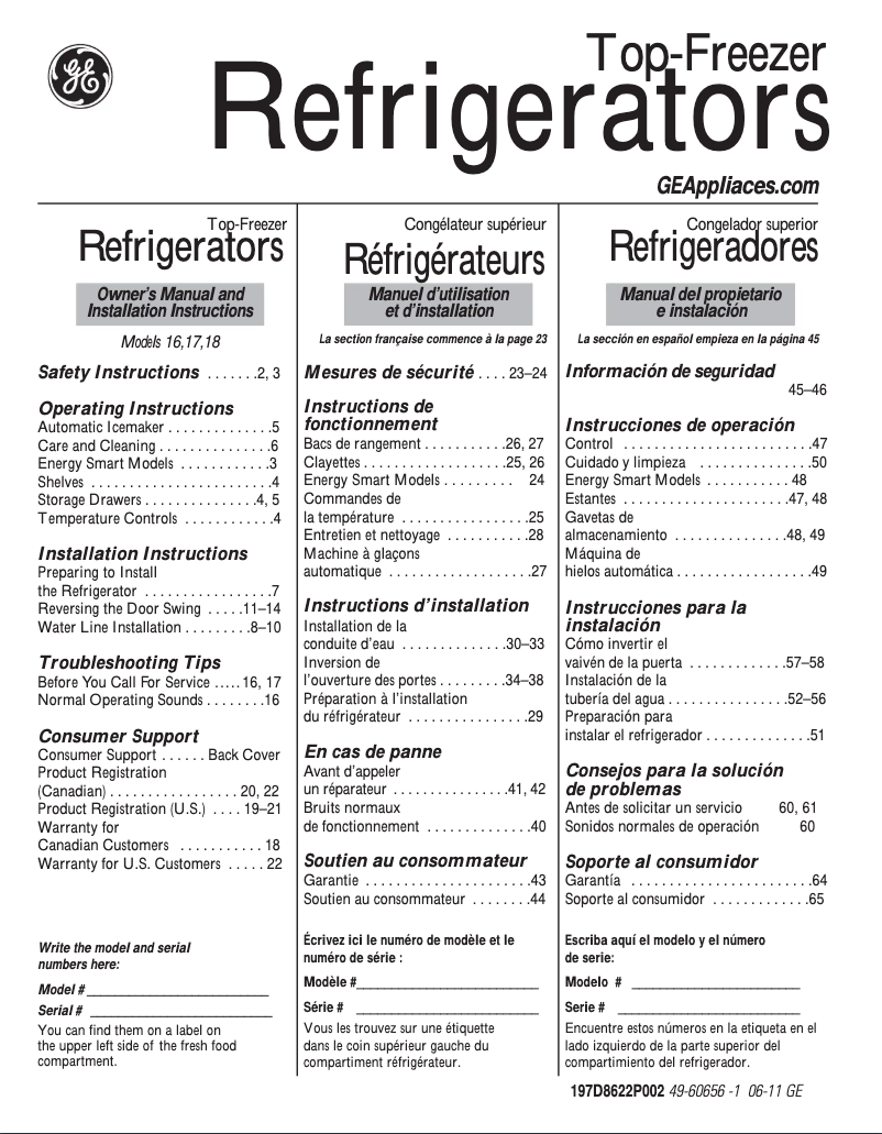 Page n°1 - Manuel d'utilisation et d'entretien Hotpoint HTR16BBERWW