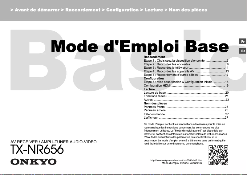 Page 1 de la notice Manuel utilisateur Onkyo TX-NR656