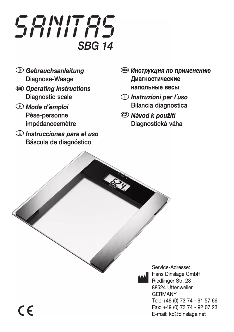 Page n°1 - Manuel utilisateur Sanitas SBG 14