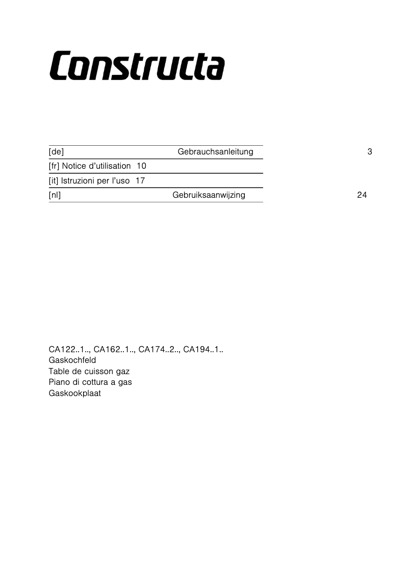 Page 1 de la notice Manuel utilisateur Constructa CA174652