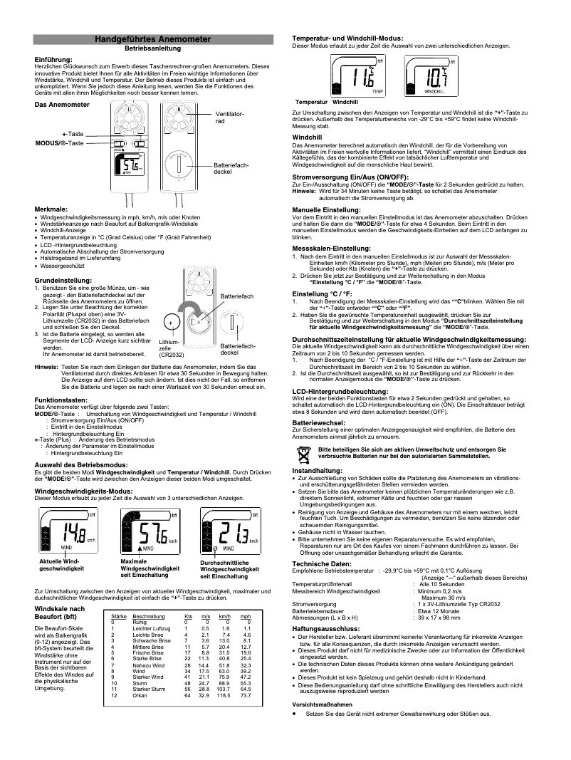 Page 1 de la notice Manuel utilisateur Techno Line EA 3010