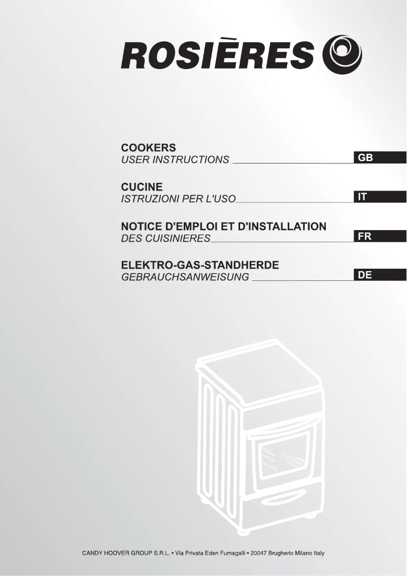 Page 1 de la notice Manuel utilisateur Rosieres RCG 6972 RB