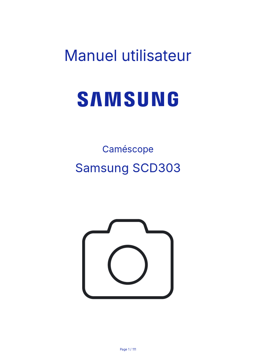 Page 1 de la notice Manuel utilisateur Samsung SCD303