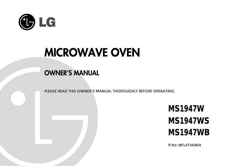 Page 1 de la notice Manuel utilisateur LG MS1947W