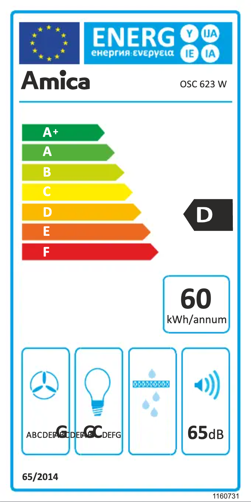 Page n°1 - Label énergétique Amica OSC 623 W