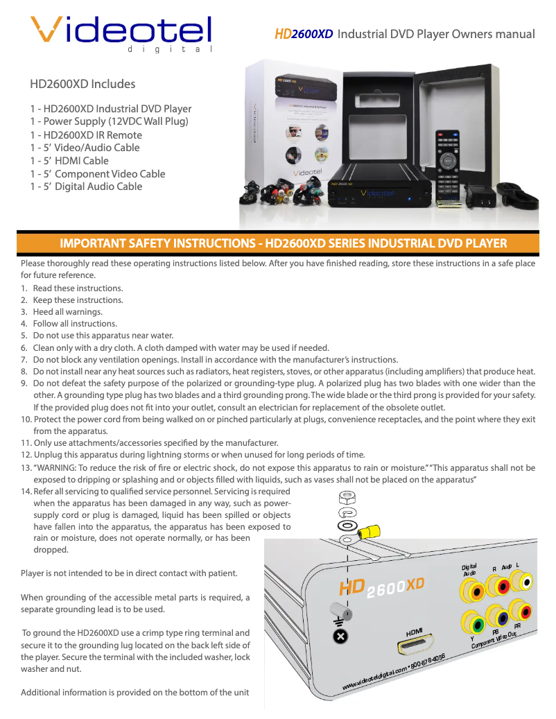 Image de la première page du manuel de l'appareil HD2600