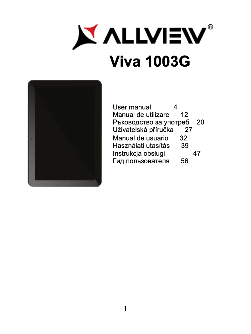 Page 1 de la notice Manuel utilisateur Allview Viva 1003G